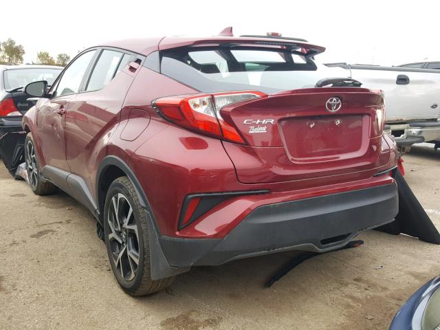 NMTKHMBX1JR026154 - 2018 TOYOTA C-HR XLE MAROON photo 3