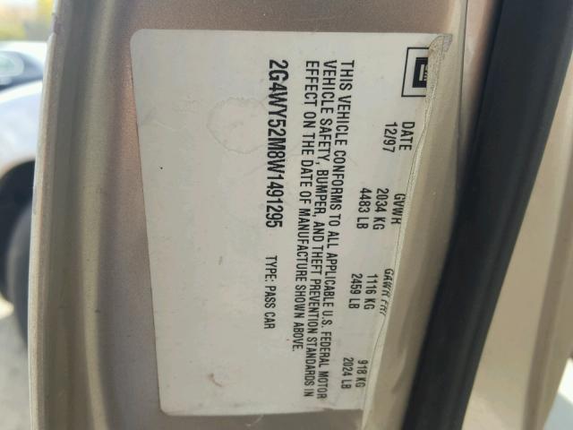 2G4WY52M8W1491295 - 1998 BUICK CENTURY LI GOLD photo 10