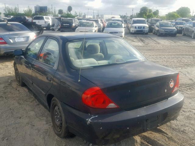 KNAFB121625134949 - 2002 KIA SPECTRA BA BLACK photo 3