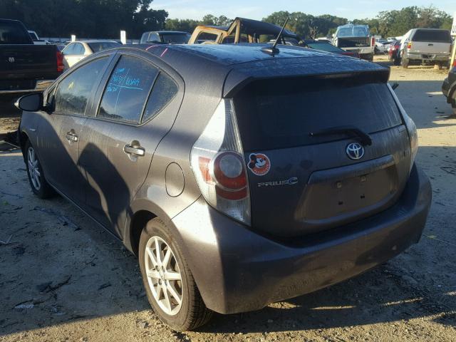 JTDKDTB37C1513721 - 2012 TOYOTA PRIUS C CHARCOAL photo 3