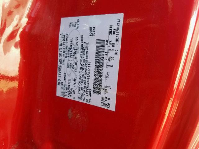 1FTYR44U43PB56194 - 2003 FORD RANGER SUP RED photo 10