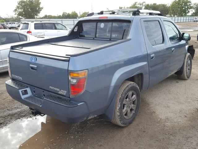 2HJYK16398H539837 - 2008 HONDA RIDGELINE BLUE photo 4