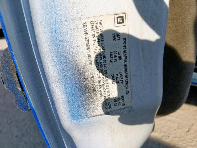 2G1WL52M6W1105176 - 1998 CHEVROLET LUMINA BAS 蓝色 照片 10