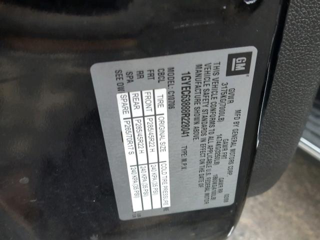 1GYEC63888R228041 - 2008 CADILLAC ESCALADE L BLACK photo 10