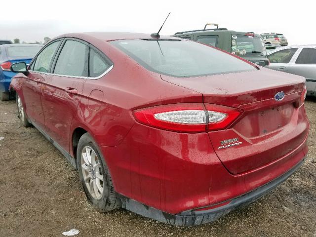 1FA6P0G73F5110275 - 2015 FORD FUSION S RED photo 3