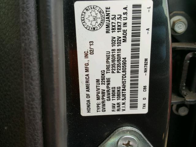 5J8TB4H57DL805904 - 2013 ACURA RDX TECHNO BLACK photo 10