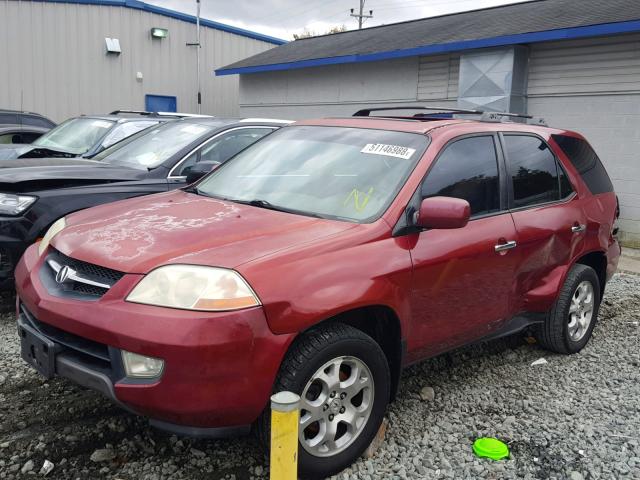 2HNYD18682H505105 - 2002 ACURA MDX TOURIN BURGUNDY photo 2