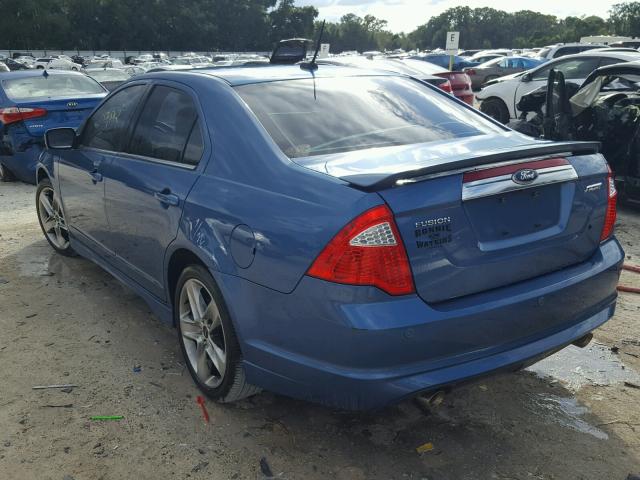 3FAHP0KC9AR399911 - 2010 FORD FUSION SPO BLUE photo 3