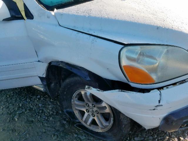 2HKYF18604H579483 - 2004 HONDA PILOT EXL WHITE photo 9