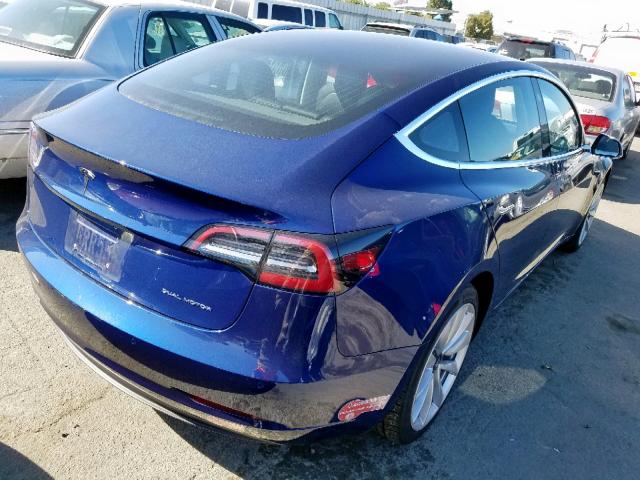 5YJ3E1EB2JF115992 - 2018 TESLA MODEL 3 BLUE photo 4