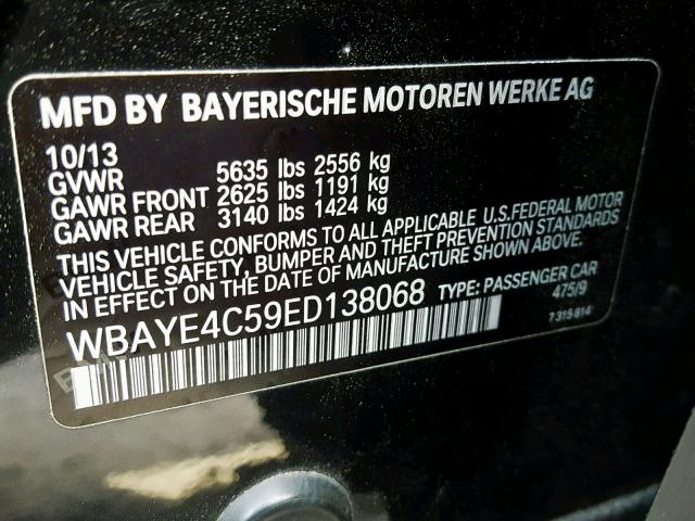 WBAYE4C59ED138068 - 2014 BMW 740 LI BLACK photo 10