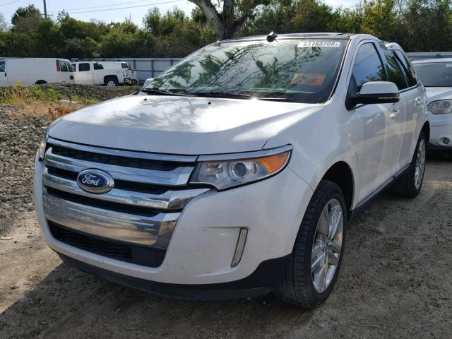 2FMDK4KC5EBB16421 - 2014 FORD EDGE LIMIT WHITE photo 2