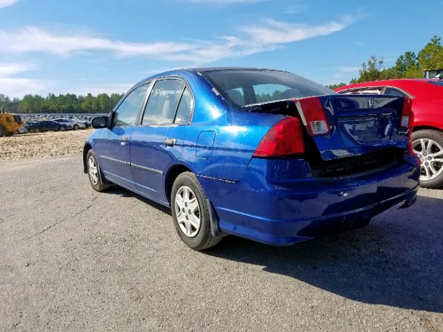 2HGES163X5H567148 - 2005 HONDA CIVIC DX V BLUE photo 3