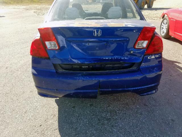 2HGES163X5H567148 - 2005 HONDA CIVIC DX V BLUE photo 9