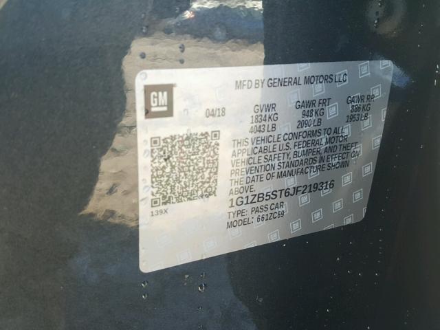 1G1ZB5ST6JF219316 - 2018 CHEVROLET MALIBU LS 灰色 照片 10