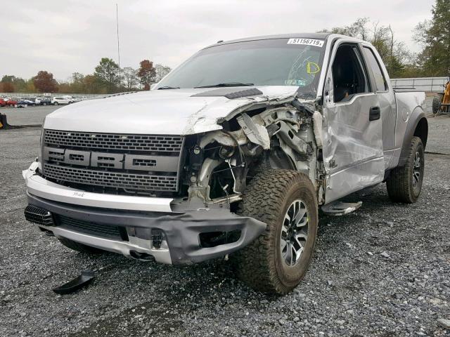 1FTFX1R62DFA64577 - 2013 FORD F150 SVT R SILVER photo 2