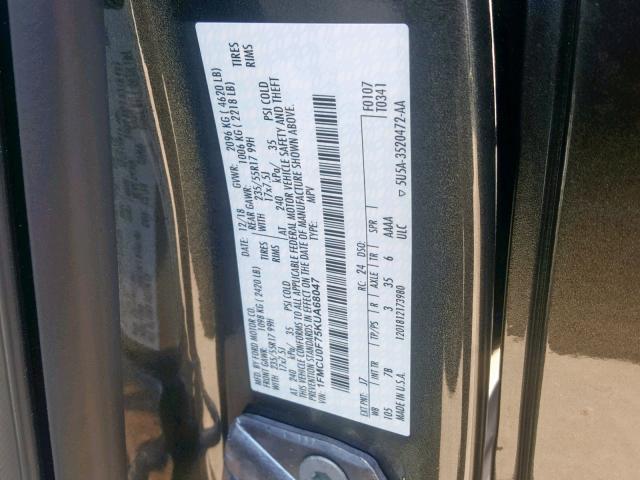 1FMCU0F75KUA68047 - 2019 FORD ESCAPE S GRAY photo 10