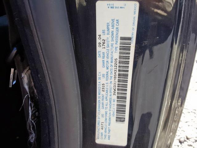 3VWCD31Y85M312205 - 2005 VOLKSWAGEN NEW BEETLE შავი ფოტო 10