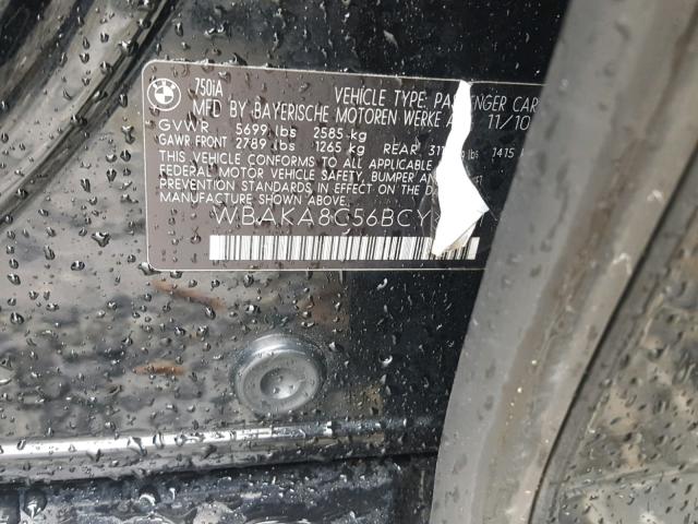 WBAKA8C56BCY37121 - 2011 BMW 7 SERIES შავი ფოტო 10