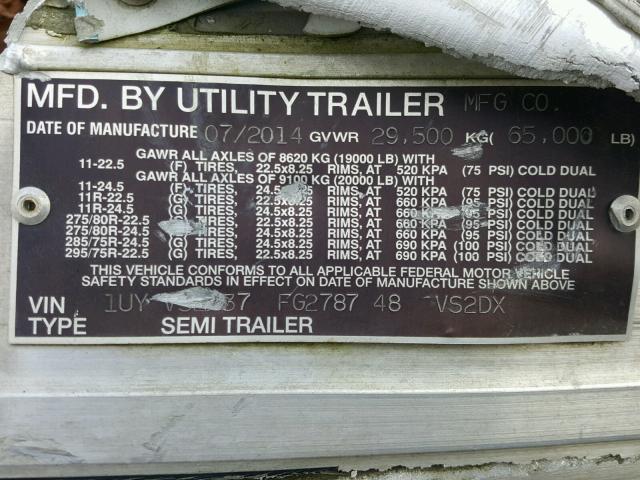 1UYVSE337FG278748 - 2015 UTILITY TRAILER WHITE photo 10