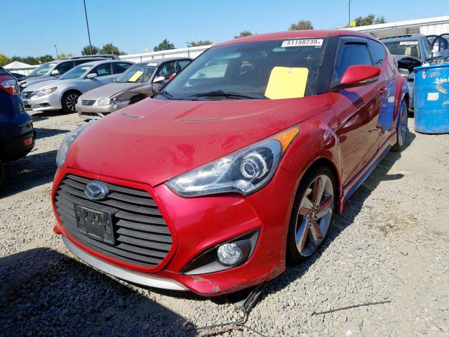 KMHTC6AE4DU109184 - 2013 HYUNDAI VELOSTER T RED photo 2