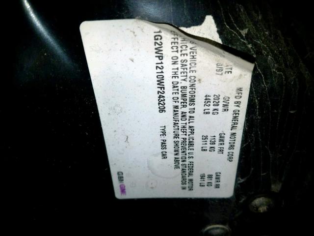 1G2WP1210WF243206 - 1998 PONTIAC GRAND PRIX Սև լուսանկար 10