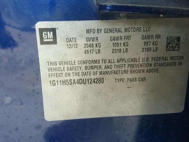 1G11H5SA4DU124280 - 2013 CHEVROLET MALIBU LTZ 蓝色 照片 10