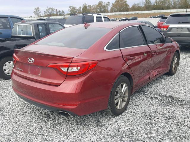 5NPE24AF3FH042538 - 2015 HYUNDAI SONATA SE RED photo 4