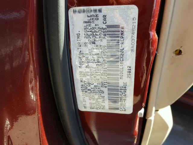 4T1BF28B1YU014689 - 2000 TOYOTA AVALON XL MAROON photo 10