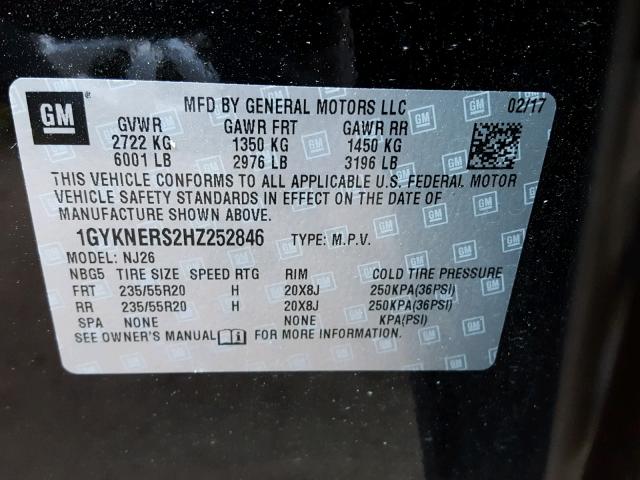 1GYKNERS2HZ252846 - 2017 CADILLAC XT5 PREMIU BLACK photo 10