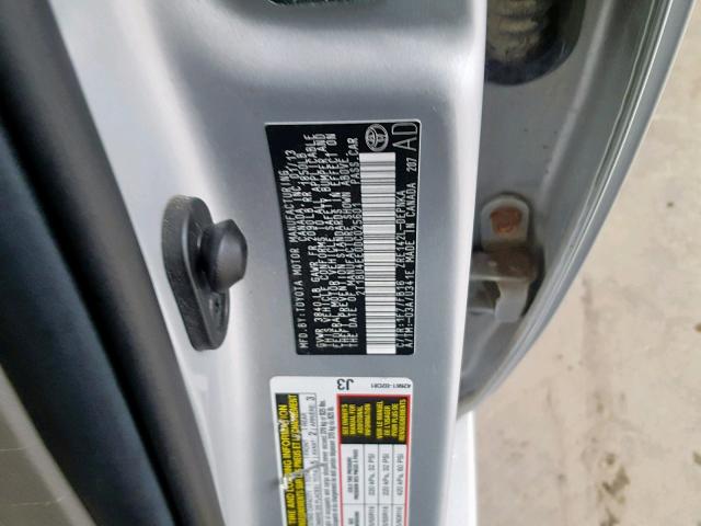 2T1BU4EE0DC025601 - 2013 TOYOTA COROLLA BA SILVER photo 10