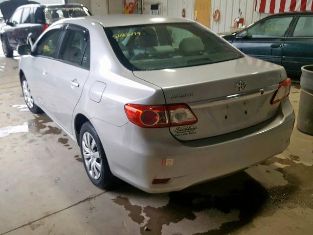 2T1BU4EE0DC025601 - 2013 TOYOTA COROLLA BA SILVER photo 3