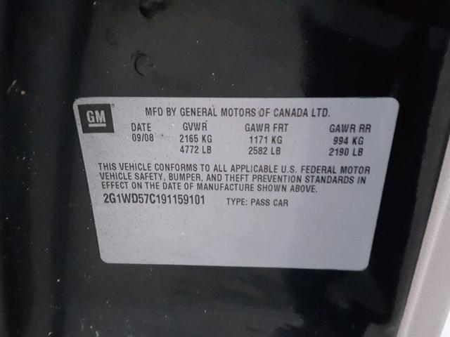 2G1WD57C191159101 - 2009 CHEVROLET IMPALA SS BLACK photo 10