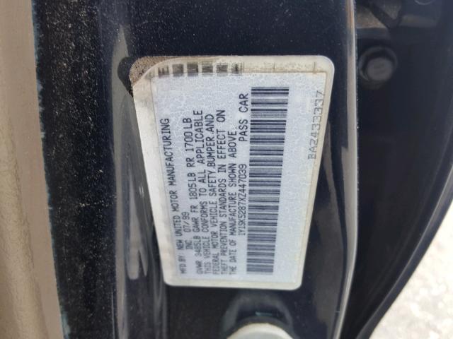 1Y1SK5287XZ447039 - 1999 CHEVROLET GEO PRIZM მწვანე ფოტო 10