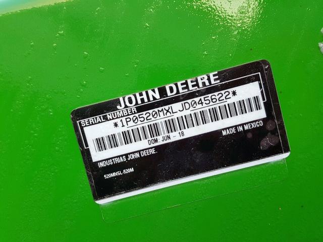 1P0520MXLJD045622 - 2018 JOHN DEERE 520M GREEN photo 10