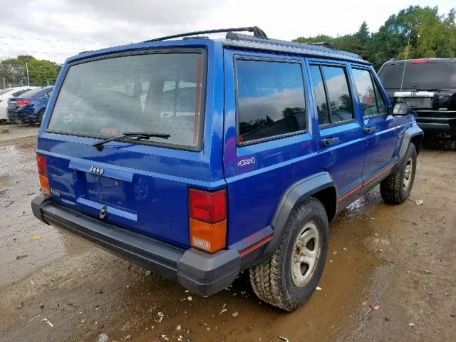 1J4FJ68S8SL650612 - 1995 JEEP CHEROKEE S BLUE photo 4