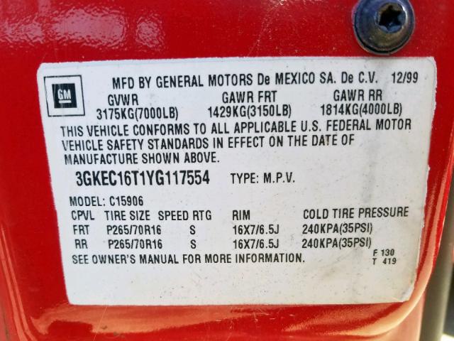 2GCEC19V911144699 - 2001 CHEVROLET SILVERADO RED photo 10