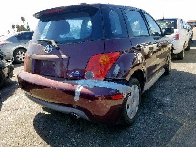 JTKKT624940069724 - 2004 TOYOTA SCION XA BURGUNDY photo 4