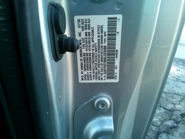 5J6YH27685L023589 - 2005 HONDA ELEMENT EX SILVER photo 10