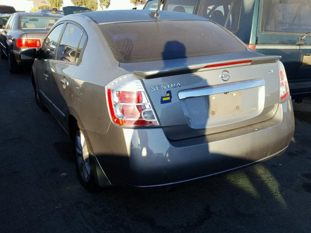 3N1AB6APXCL715407 - 2012 NISSAN SENTRA 2.0 GRAY photo 3