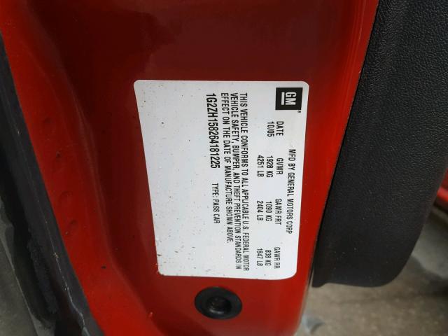 1G2ZH158264181225 - 2006 PONTIAC G6 GT RED photo 10