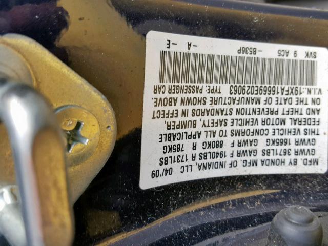 19XFA16669E029063 - 2009 HONDA CIVIC LX-S أزرق صورة 10