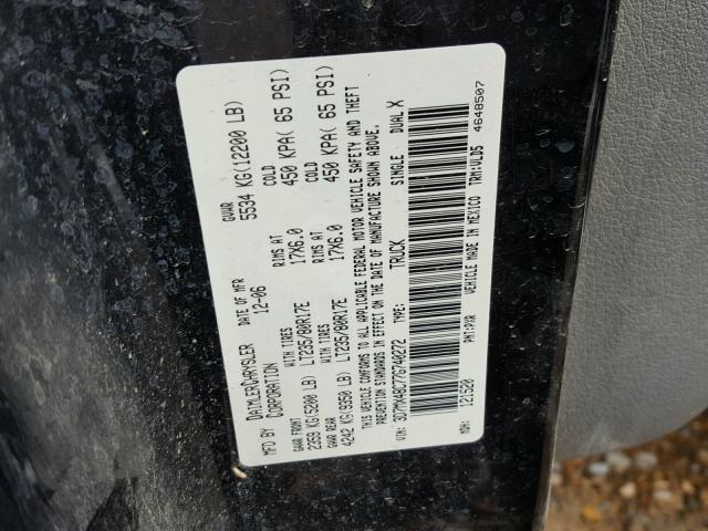 3D7MX48C77G740272 - 2007 DODGE RAM 3500 S BLACK photo 10