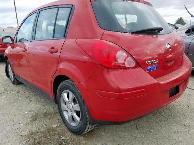 3N1BC13E57L452863 - 2007 NISSAN VERSA S RED photo 3