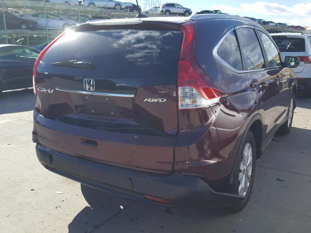 5J6RM4H72CL023121 - 2012 HONDA CR-V EXL MAROON photo 4