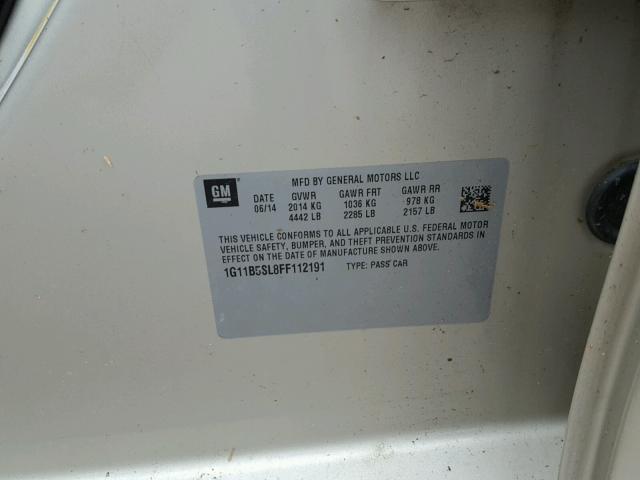 1G11B5SL8FF112191 - 2015 CHEVROLET MALIBU LS 金色 照片 10