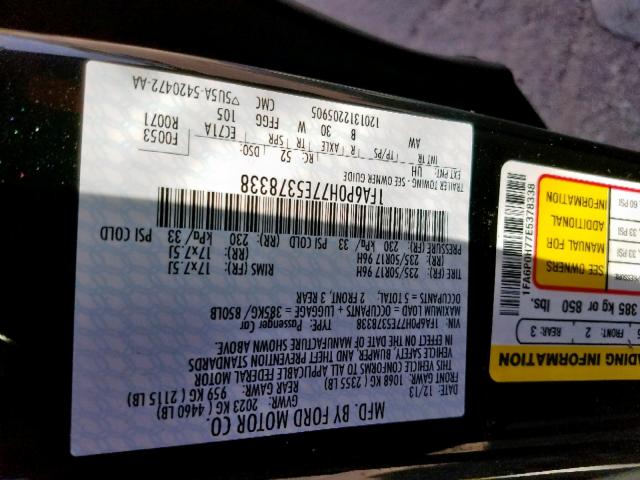 1FA6P0H77E5378338 - 2014 FORD FUSION SE BLACK photo 10