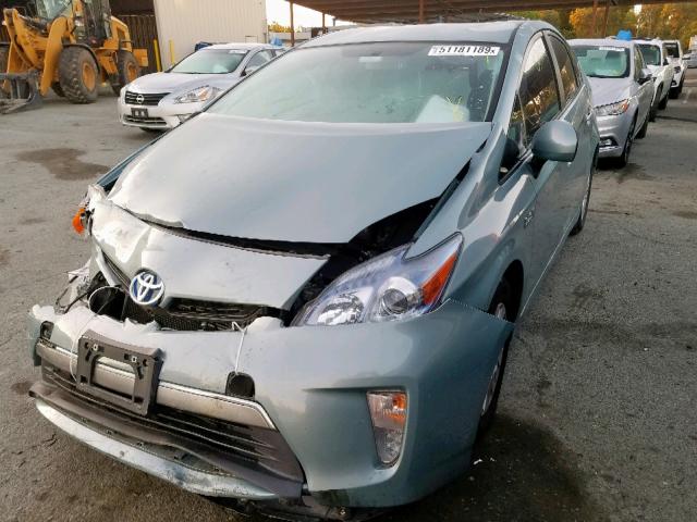 JTDKN3DP6F3073447 - 2015 TOYOTA PRIUS PLUG BLUE photo 2