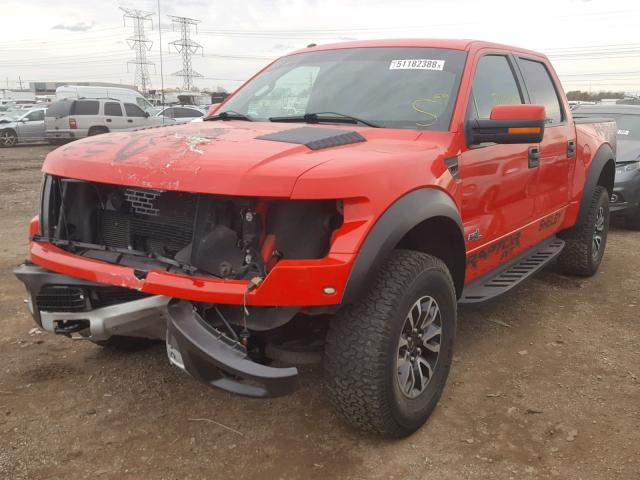 1FTFW1R62CFA38062 - 2012 FORD F150 SVT R RED photo 2