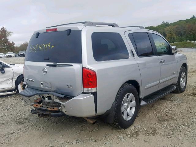 5N1AA08B85N720725 - 2005 NISSAN ARMADA SE SILVER photo 4